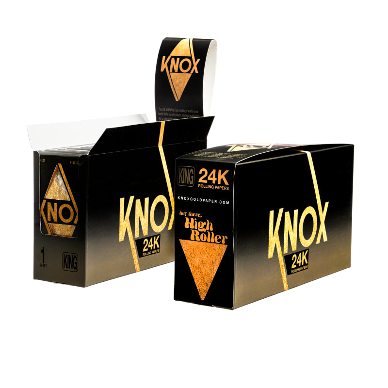 Knox 24K Gold Rolling Paper King Size 1 Sheet Pack - 36 Count Box