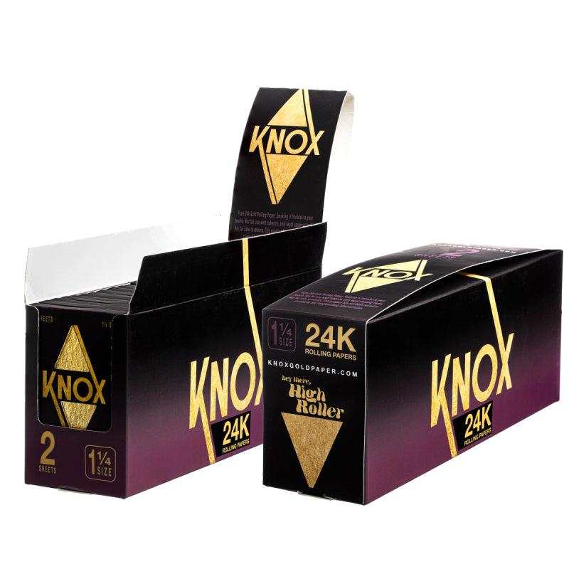 Knox 24K Gold Rolling Paper Standard Size 2 Sheet Pack - 36 Count Box