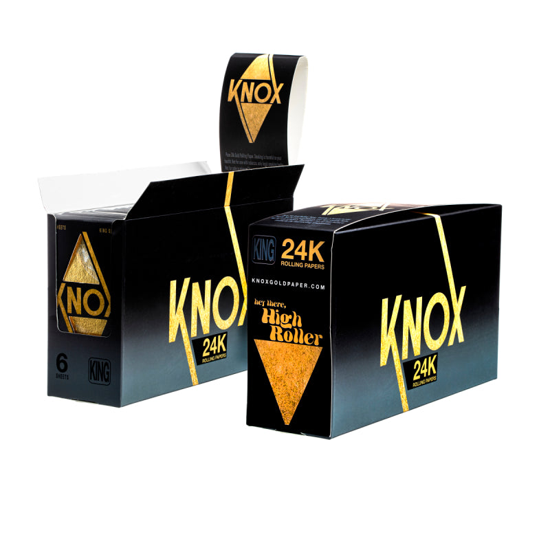 Knox 24K Gold Rolling Paper King Size 6 Sheet Pack - 24 Count Box